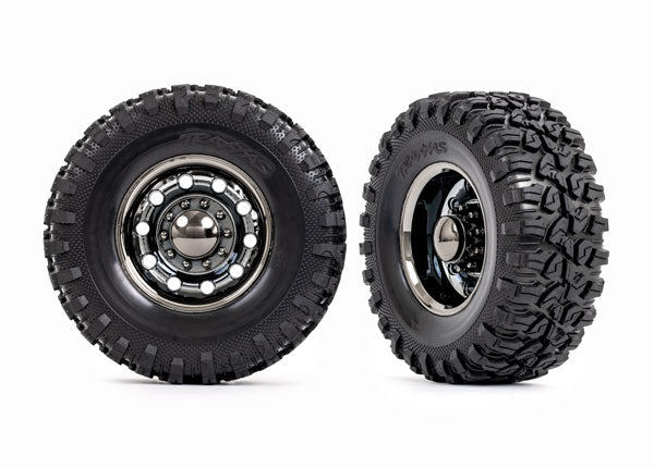 Traxxas 2.2" Black Chrome Rear Wheels & Canyon Rt Tires (2) TRA8854X
