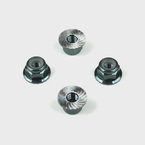 Tekno M4 Locknuts (Aluminum, Flanged, Gm Ano, Serrated, 4pcs) TKR1213