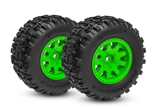Traxxas Green Front Wheels w/ Sledgehammer Tires (2) TRA10771-GRN