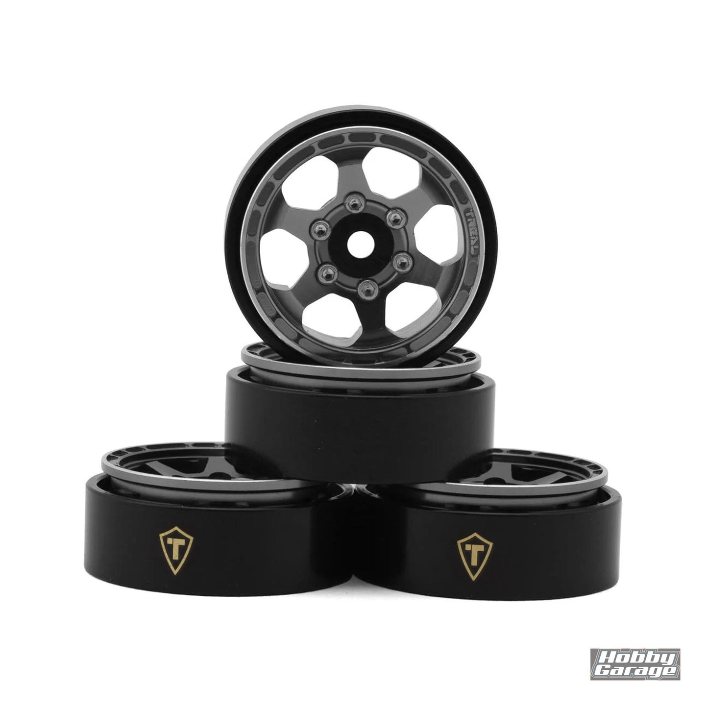 Treal Hobby Type D 1.0" Concave 6-Spoke Beadlock Wheels (Grey) (4) (21.2g)