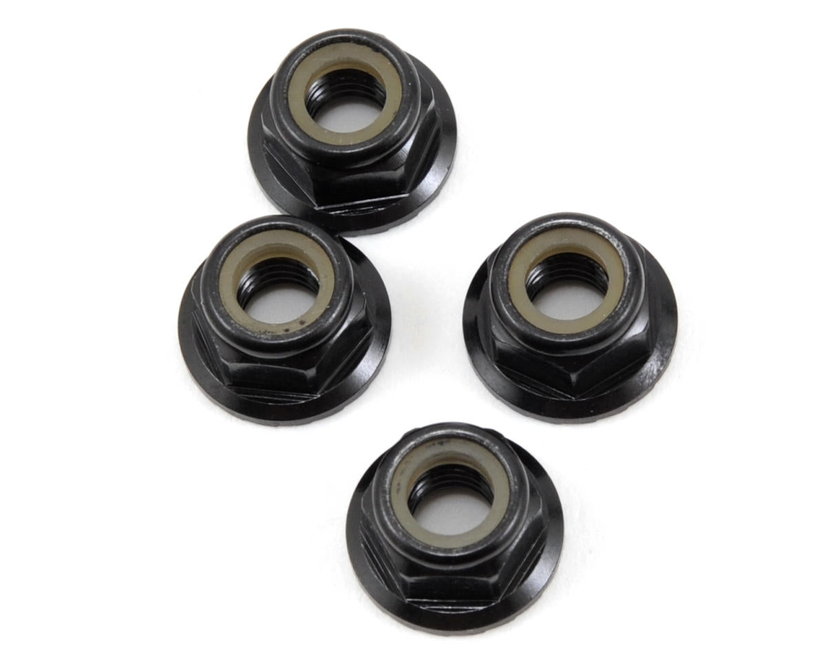 Tekno M5 Aluminum Serrated Flanged Locknut (Black) (4) TKR1215