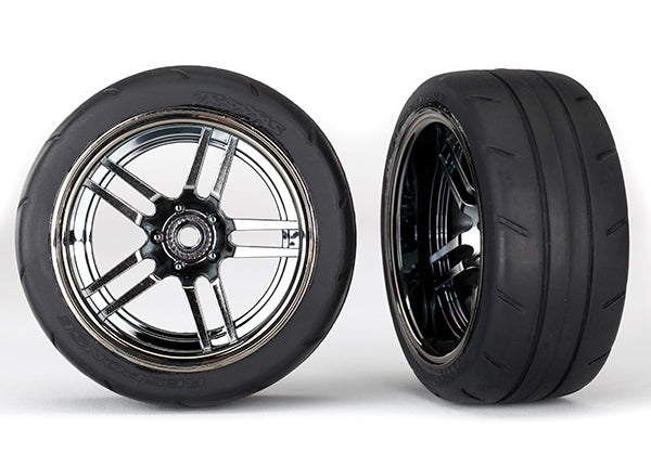 Traxxas 1.9" Black Chrome Rear Wheels & Response Tires (2) TRA8374