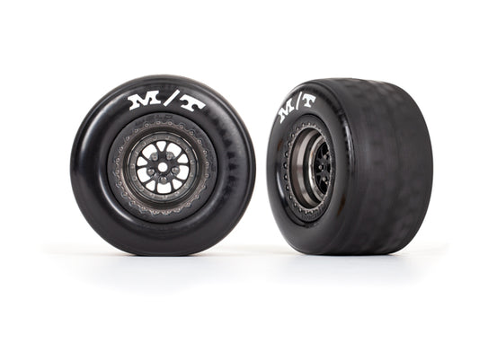 Traxxas Weld Satin Black Chrome Rear Wheels & MT Tires (2) TRA9475A
