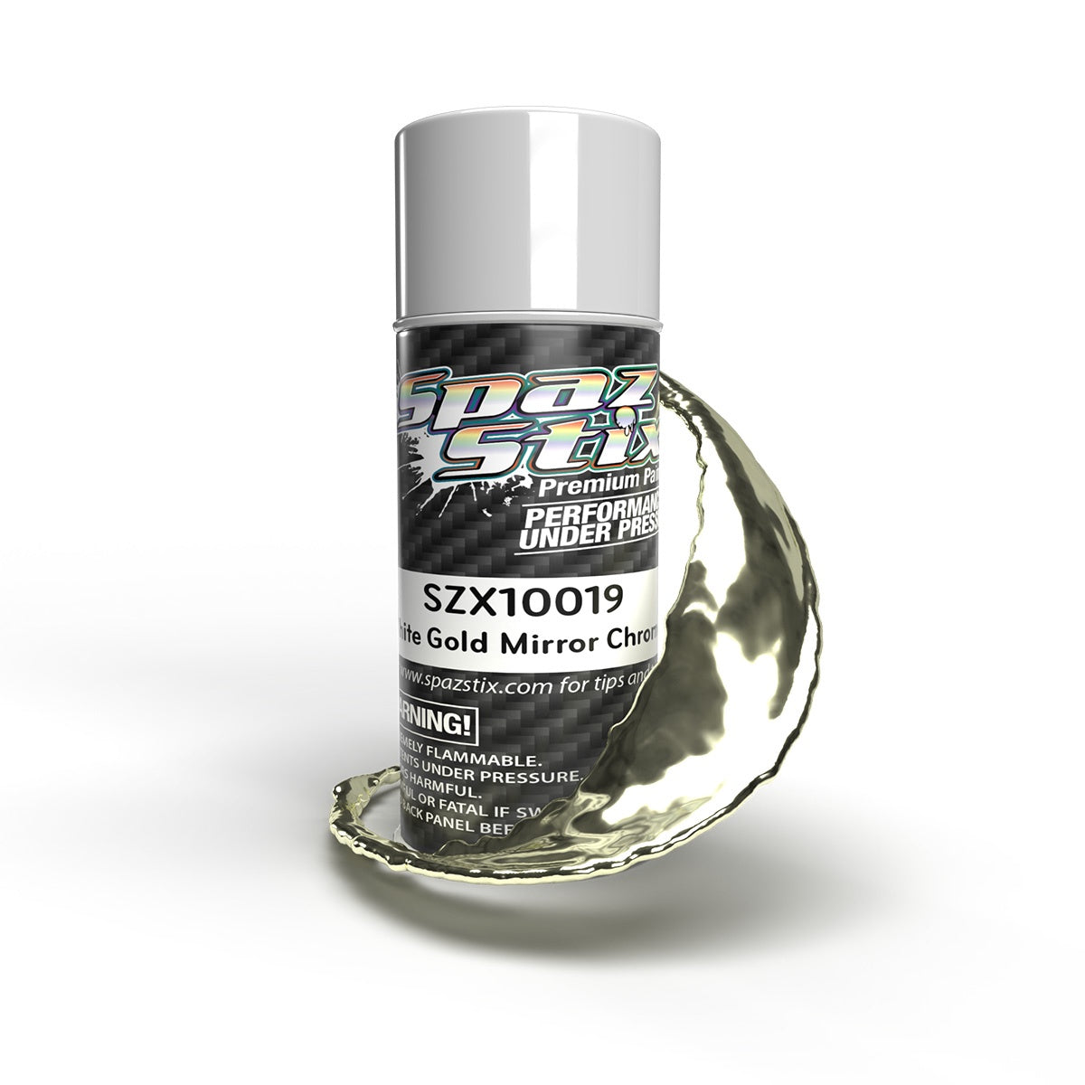 Spaz Stix White Gold Mirror Chrome Aerosol Paint, 3.5oz Can SZX10019