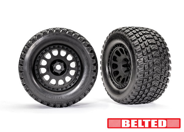 Traxxas Xrt Blk Wheels w/ Belted Gravix Race Tires (2) TRA7862