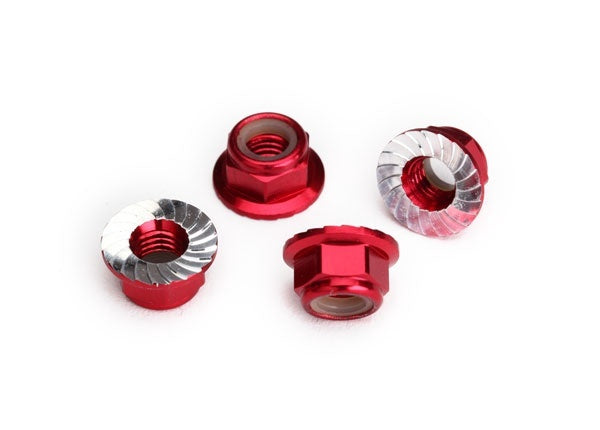 Traxxas 5mm Red Aluminum Serrated Lock Nuts (4) TRA8447R