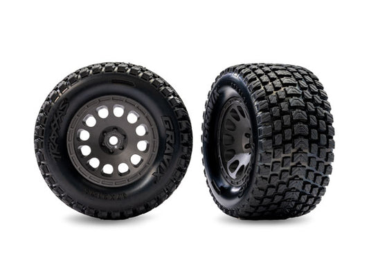 Traxxas Gray Front Mini Xrt Wheels w/ Gravix Tires (2) TRA10772-GRAY