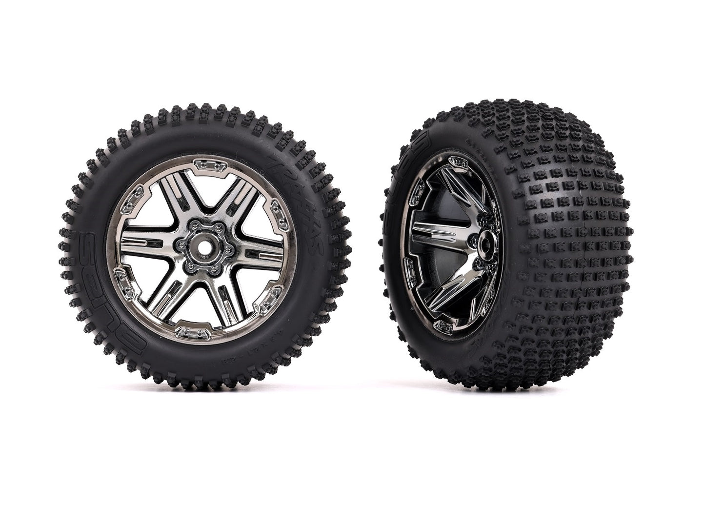 Traxxas Rxt 2.8" Black Chrome Wheels & Alias Tires (2) TRA3772R