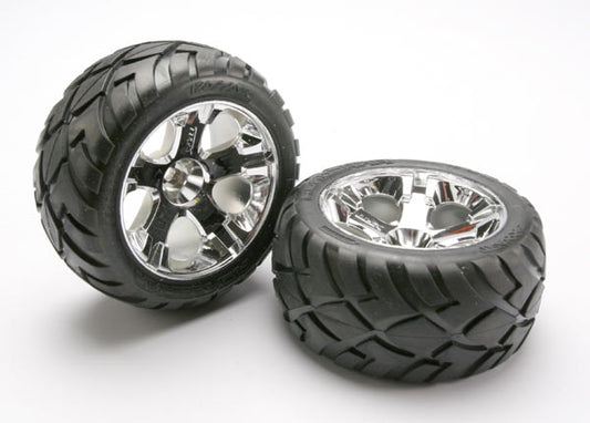 Traxxas All-star 2.8" Chrome Wheels & Anaconda Tires (2) TRA5576R