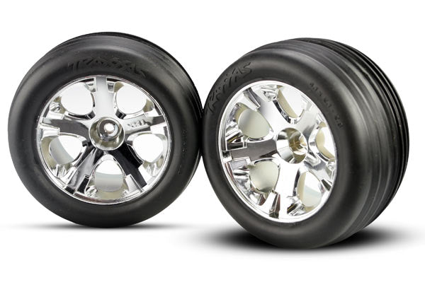 Traxxas All-star 2.8" Chrome Wheels & Alias Ribbed Tires (2) TRA3771