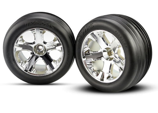 Traxxas All-star 2.8" Chrome Wheels & Alias Ribbed Tires (2) TRA3771