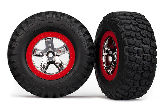 Traxxas SCT Chrome & Red Wheels & Bfgoodrich Tires (2) TRA5869