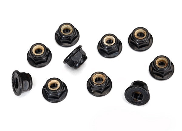 Traxxas Black 4mm Flanged Nylon Locking Nuts (10) TRA8347