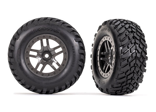 Traxxas Gray Split-spoke Wheels w/ SCT Tires (2) TRA6964