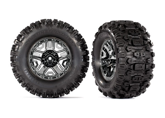 Traxxas 2.8" Black Chrome Wheels & Sledgehammer Tires (2) TRA9072