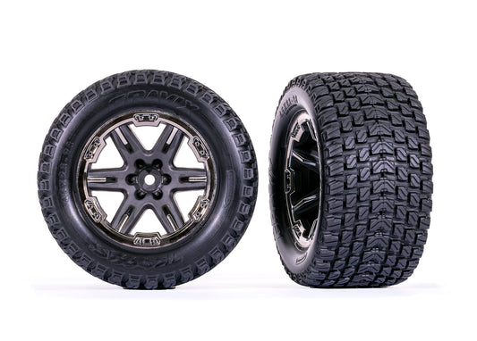 Traxxas Rxt 2.8" Black Chrome Wheels & Gravix Tires (2) TRA6764-BLKCR