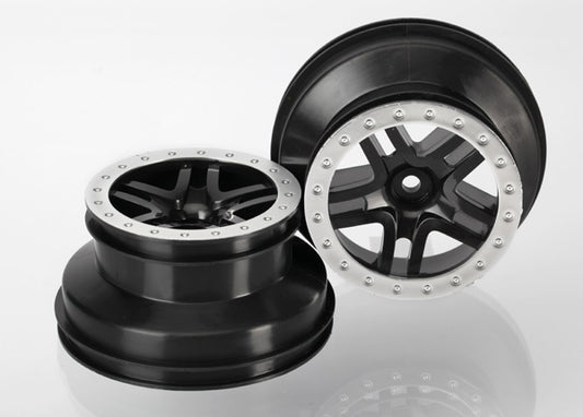 Traxxas Split-spoke Black & Satin Chrome SCT Wheels (2) TRA5886