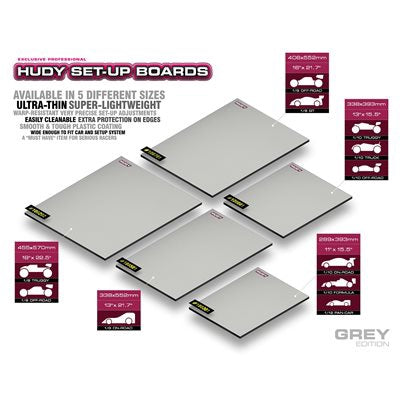 Hudy Flat Set-up Board for 1 / 8 Off-road & Gt - Grey HUD108701