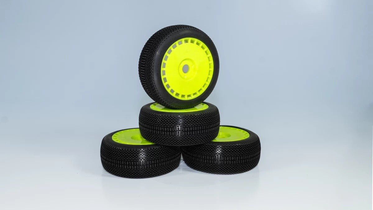 Dialed RC V3 Soft Long Wear 1/8 Buggy Pre-Glued Tires Yellow Spoke (4) 9420V3SLWGY