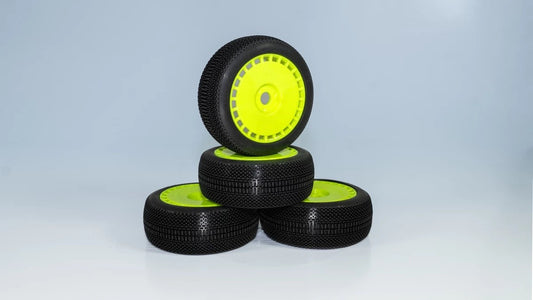 Dialed RC V3 Soft Long Wear 1/8 Buggy Pre-Glued Tires Yellow Spoke (4) 9420V3SLWGY