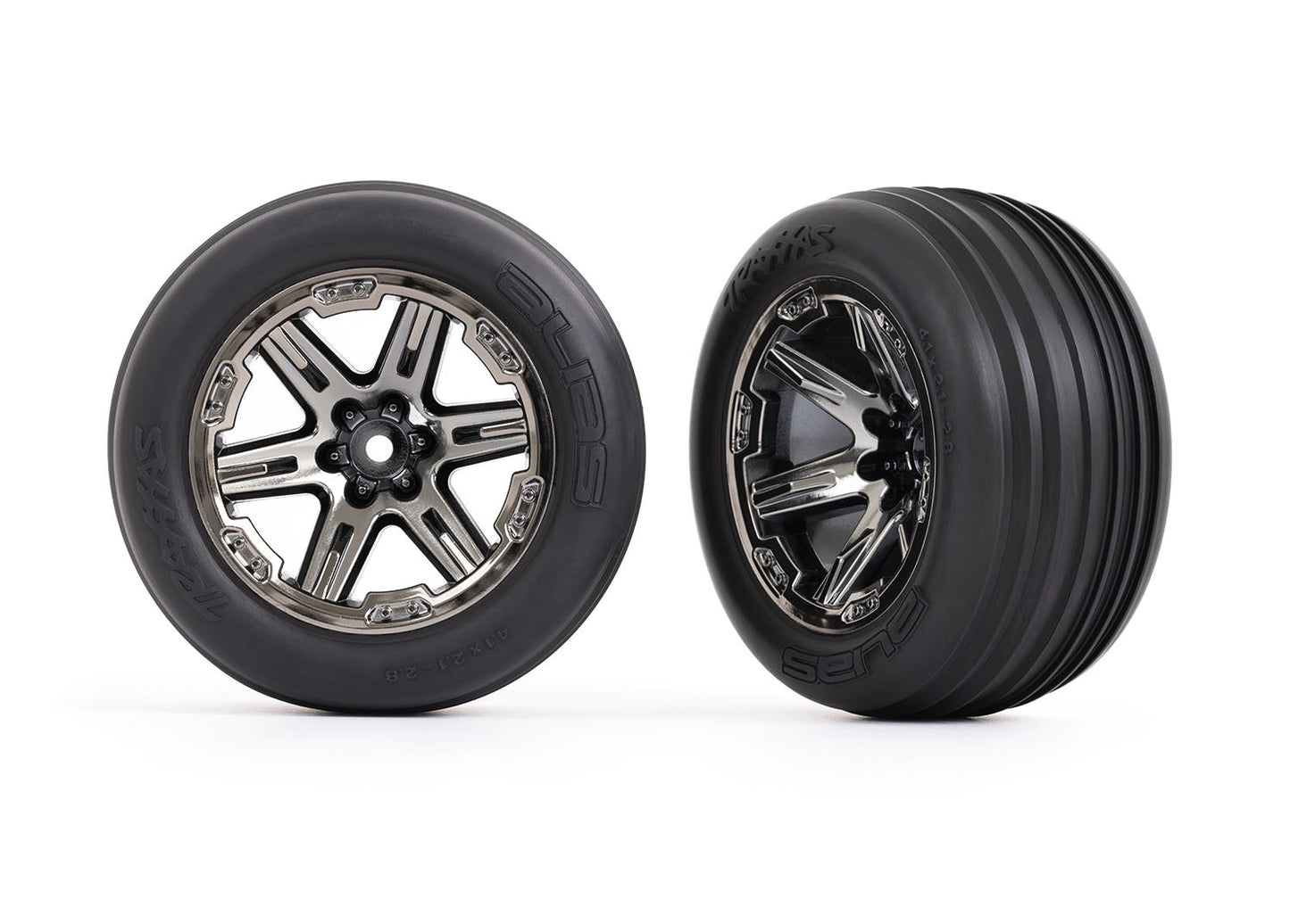 Traxxas Rxt 2.8" Black Chrome Wheels & Alias Tires (2) TRA3771R