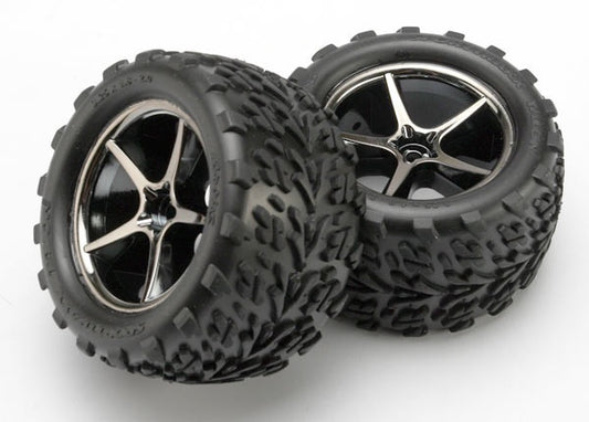 Traxxas Gemini 2.2" Black Chrome Wheels w/ Talon Tires (2) TRA7174A