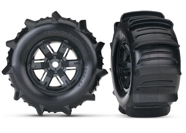 Traxxas X-maxx Black Wheels w/ Paddle Tires (2) TRA7773