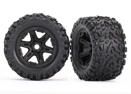 Traxxas 3.8" Orange 6-spoke Wheels w/ Talon Ext Tires (2) TRA8672A