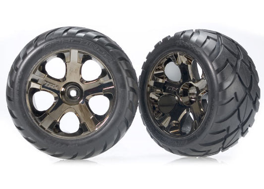 Traxxas All-star 2.8" Black Chrome Wheels & Anaconda Tires (2) TRA3776A