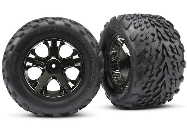 Traxxas All-star 2.8" Black Chrome Wheels & Talon Tires (2) TRA3669A