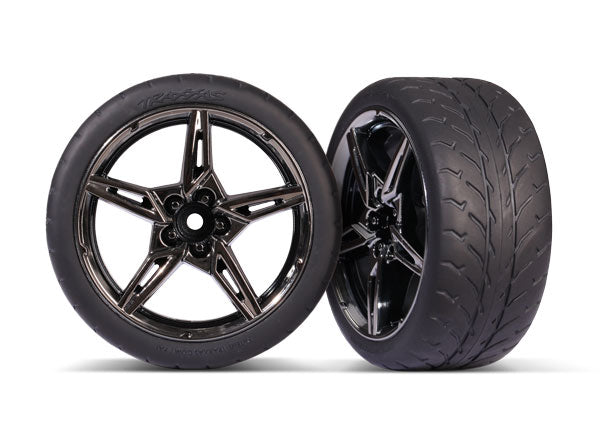 Traxxas 2.1" Black Chrome Rear Wheels & Response Tires (2) TRA9371