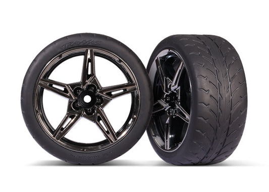 Traxxas 2.1" Black Chrome Rear Wheels & Response Tires (2) TRA9371