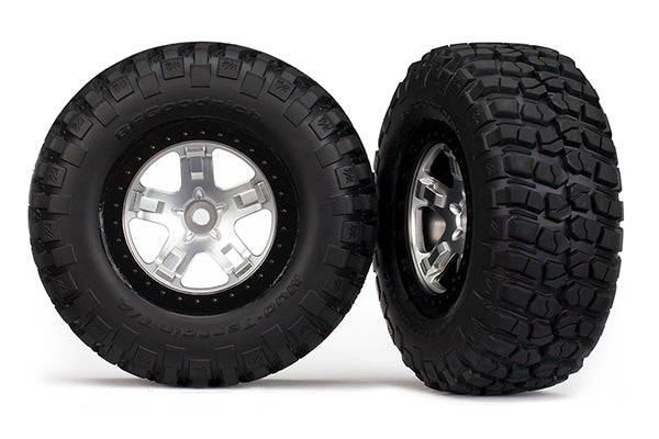 Traxxas SCT Satin Chrome & Black Wheels & Bfgoodrich Tires (2) TRA5878