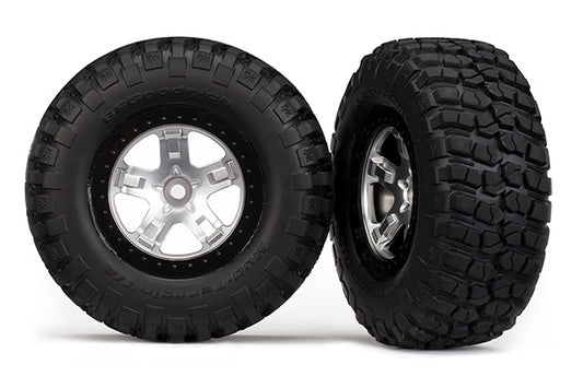 Traxxas SCT Satin Chrome & Black Wheels & Bfgoodrich Tires (2) TRA5878