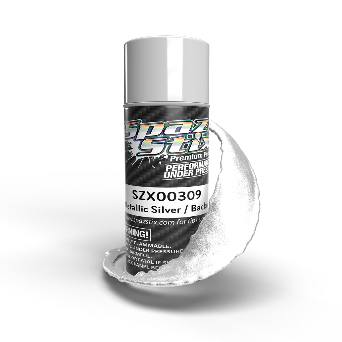 Spaz Stix Metallic Silver / "Candy" Backer,aerosol Paint,3.5oz Can SZX00309