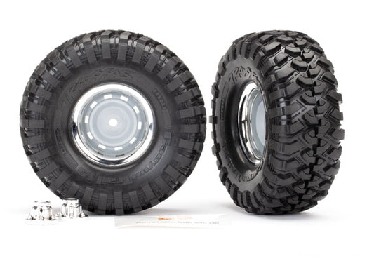 Traxxas 1.9" Chrome Wheels w/ Canyon Trail Tires & Caps (2) TRA8166