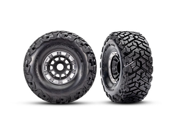 Traxxas Black & Satin Wheels w/ Maxx SC Belted Tires (2) TRA10272-BLK