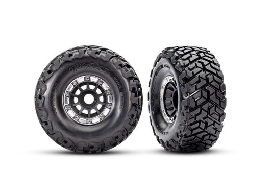 Traxxas Black & Satin Wheels w/ Maxx SC Belted Tires (2) TRA10272-BLK