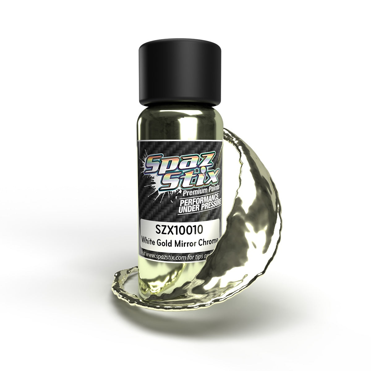 Spaz Stix White Gold Mirror Chrome Airbrush Ready Paint, 2oz Bottle SZX10010