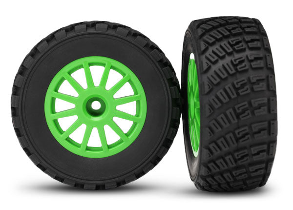 Traxxas Green 12-spoke Rally Wheels w/ Rally Tires (2) TRA7473X