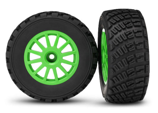 Traxxas Green 12-spoke Rally Wheels w/ Rally Tires (2) TRA7473X