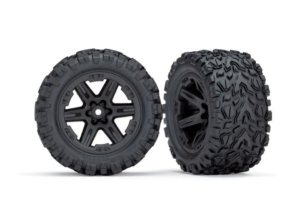 Traxxas Rxt 2.8" Black Wheels & Talon Ext Tires (2) TRA6774