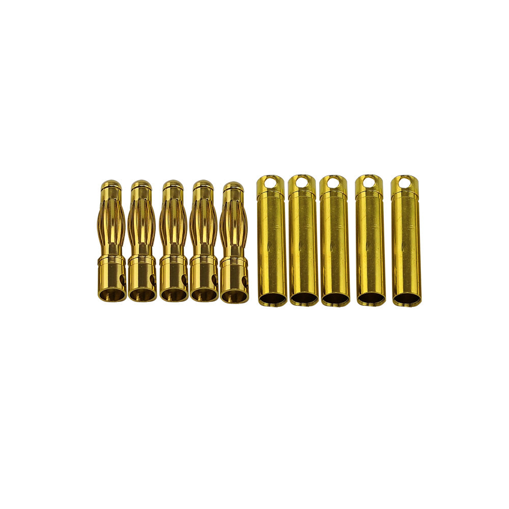 Racers Edge 4mm Gold Plated Banana Plugs, Male & Female (5 Pair) RCE1664
