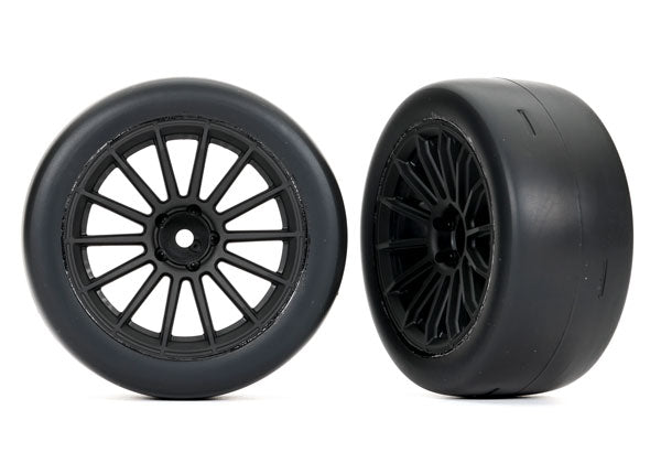 Traxxas 2.0" Black Rear Wheels & Response Tires (2) TRA9375