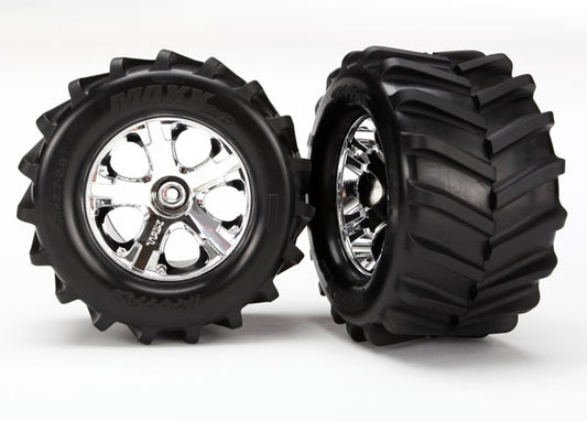 Traxxas All-star 2.8" Chrome Wheels & Maxx Chevron Tires (2) TRA6771