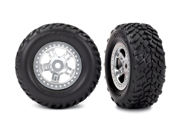 Traxxas 1/16 Satin Chrome SCT Wheels w/ Tires (2) TRA7073