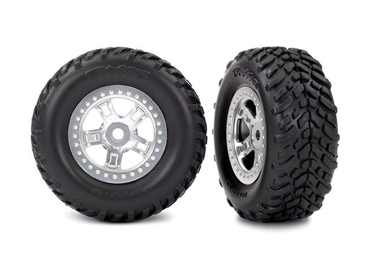 Traxxas 1/16 Satin Chrome SCT Wheels w/ Tires (2) TRA7073