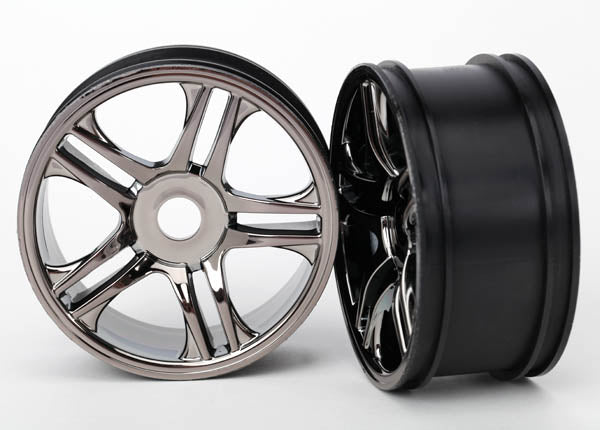 Traxxas Rear Black-chrome Split-spoke Wheels (2) TRA6476