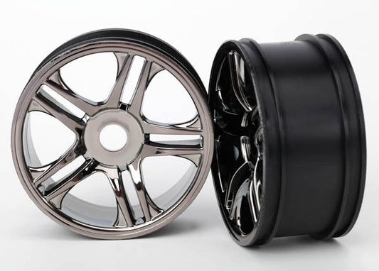 Traxxas Rear Black-chrome Split-spoke Wheels (2) TRA6476
