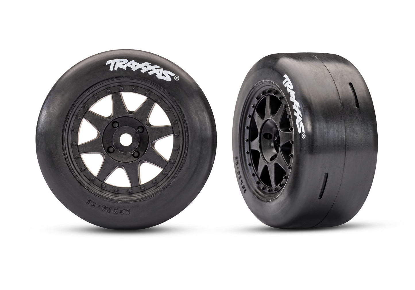 Traxxas Black Front Mini Rally Wheels w/ Slick Tires (Hard) (2) TRA10876-BLK